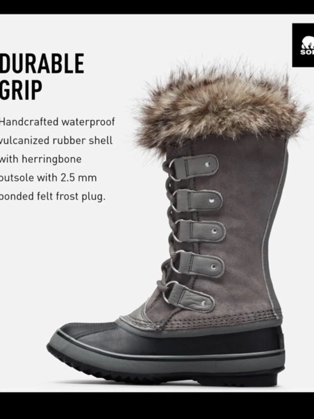 New Sorel Women's Joan of Arctic Boot Waterproof Quarry Grey Lace Up Suede Boots - Picture 5 of 7